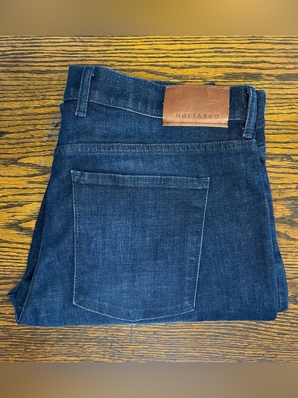 Mott & Bow Jeans Mens Slim Straight 38x34 Dark Wash Cotton Denim Stretch Blend